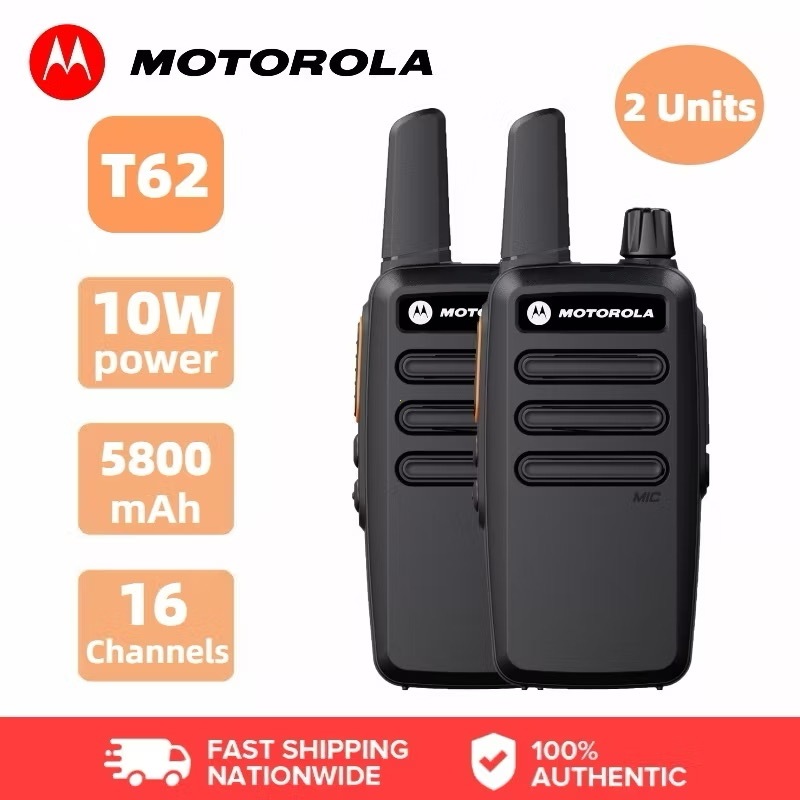 HT Walkie talkie Motorola T62 Mini HT Handy Talkie 10W Two-way radio UHF 400-470MHz 18650 Baterai un