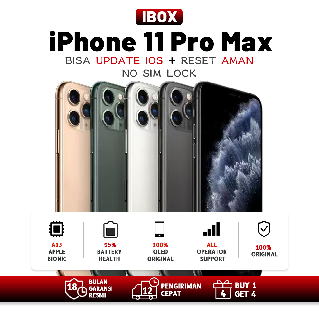 100% Original iPhone 11 Pro Max iBox Bekas ORI Mulus 90%+ 64GB 256GB Garansi 18 Bulan