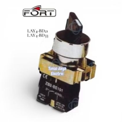 Selector Switch 22mm LAY4-BD21 (2 Posisi) / LAY4-BD33 (3 Posisi) Stay Put FORT
