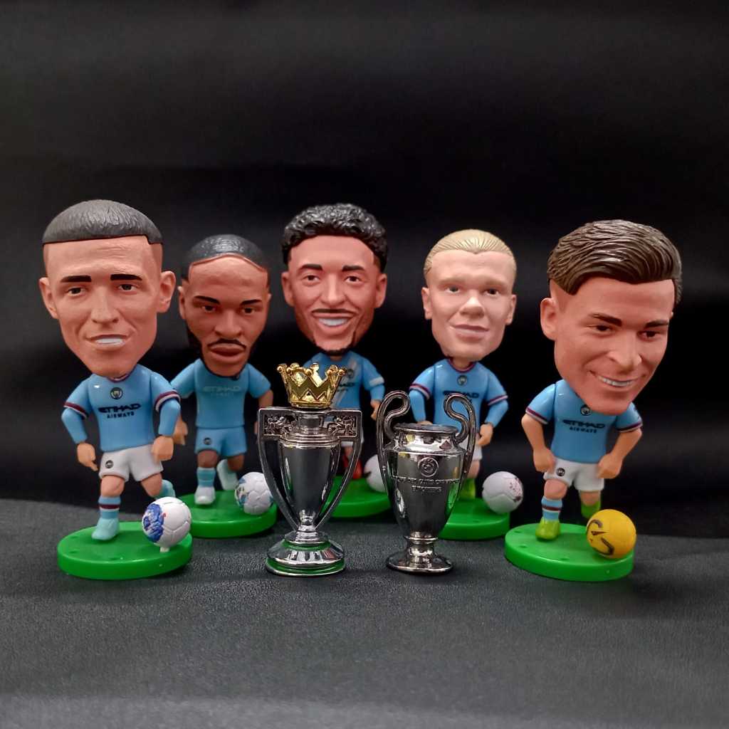 Miniatur Action Figure / Soccerwe Pemain Bola Man.City Karakter Pemain Bola Aksesories Pajangan Souv