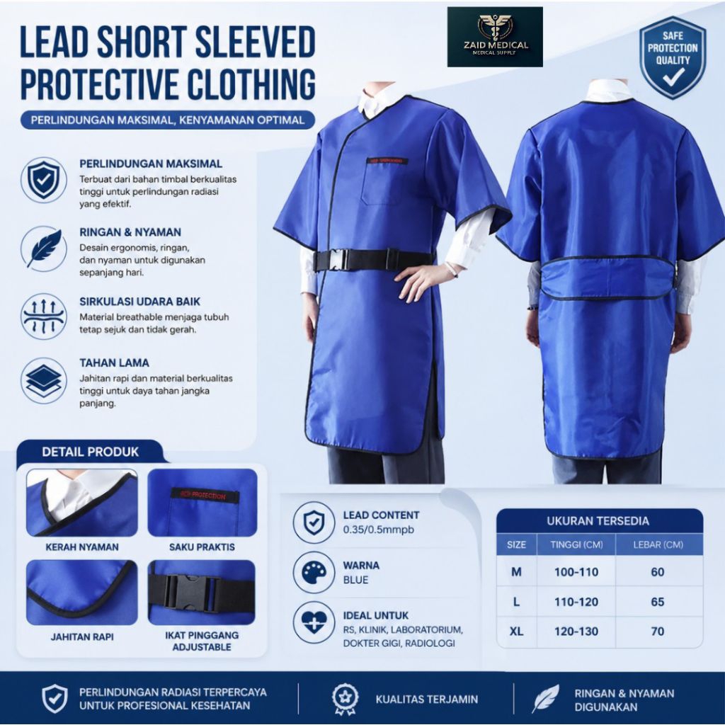 apron dobel radiasi X-ray lead apron 0,5mmpb/ Dobel Apron X-ray model lengan
