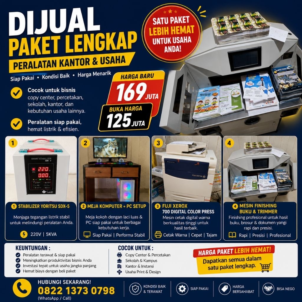 Paket Usaha Cetak Stiker – Mesin Xerox C700  Mesin Potong 390 + Stabilizer