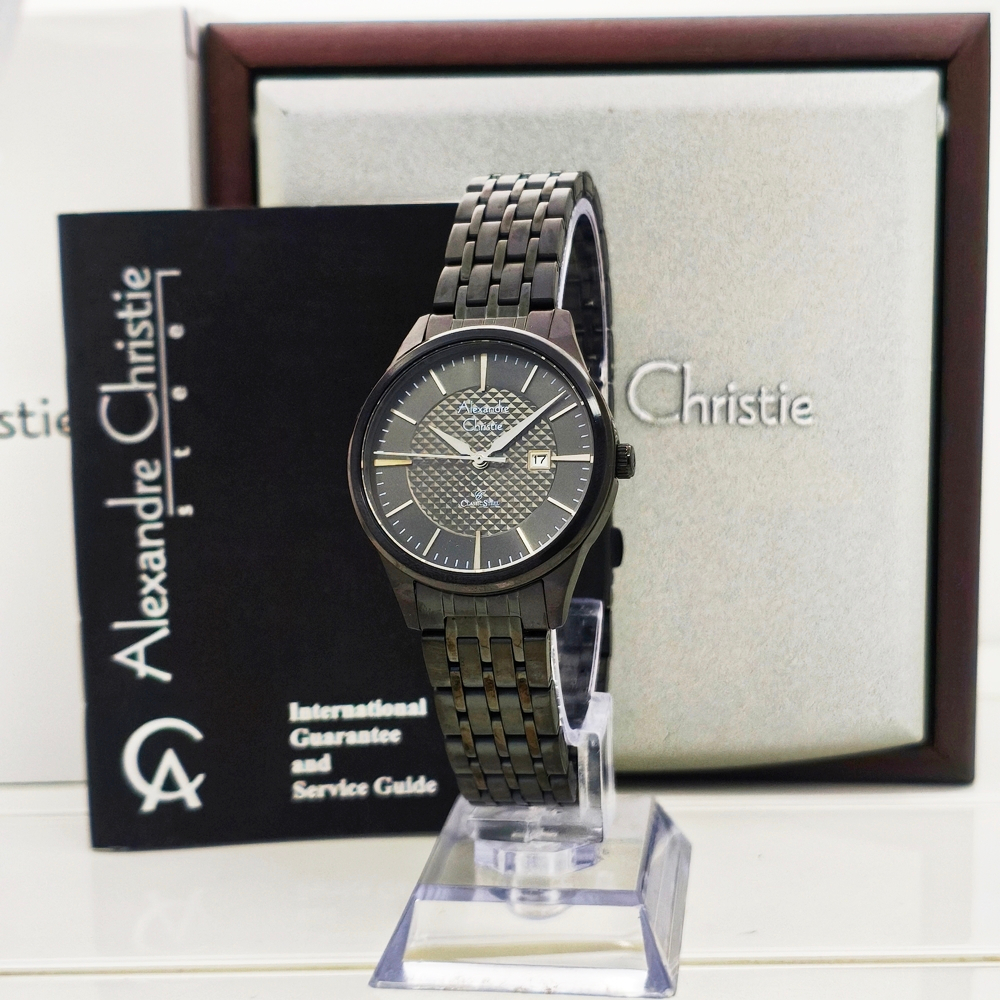 jam tangan wanita Alexandre Christie Original AC 8453 LD FBL full black