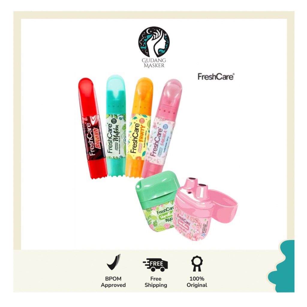 GUDANG MASKER - FRESHCARE SMASH MERAH - FRESHCARE MATCHA - FRESHCARE AROMATERAPI, DOUBLE INHALLER,