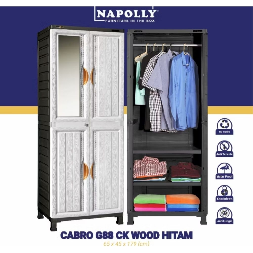 Lemari Plastik Napolly Cabro G88 CK Wood Hitam
