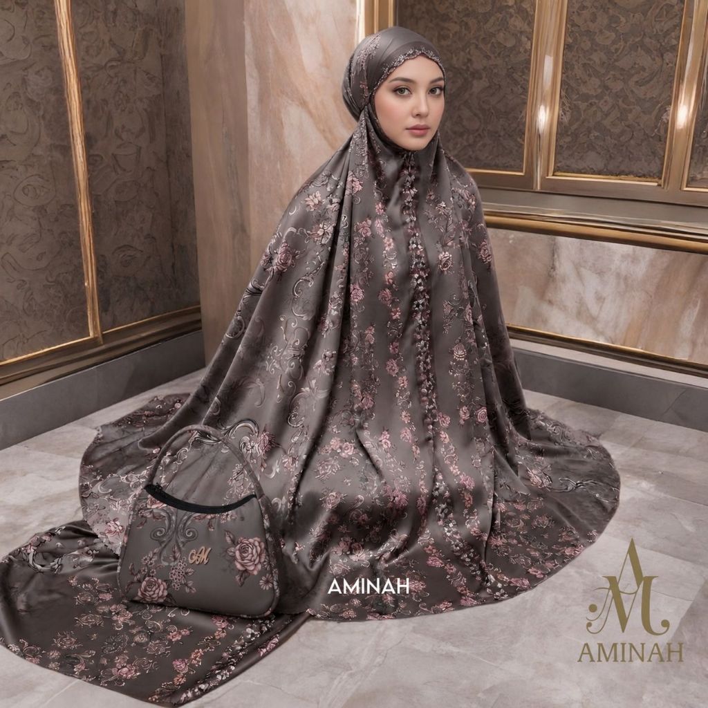 Mukena Dewasa Travelling Mini Pouch 2in1 Armanie Silk Premium Queensha Series