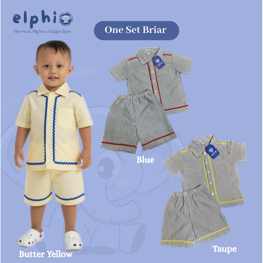 ELPHIO - One Set Anak Briar - Oneset Anak Salur - Oneset Anak anti kusut - Setelan Anak musim panas