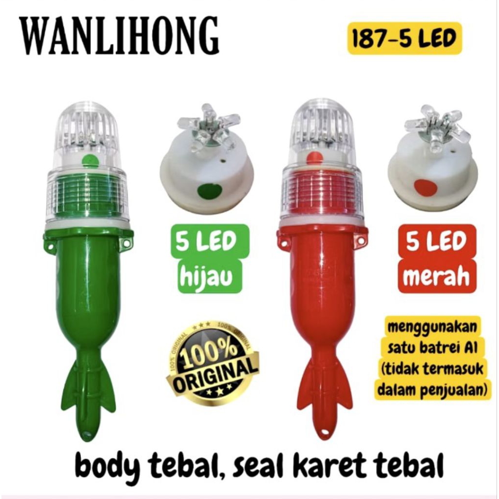 Lampu Torpedo Kedip Kedip 1 Baterai WANLIHONG 187 5 LED Satu Warna Lampu Satu Batrei Lampu Sinyal La
