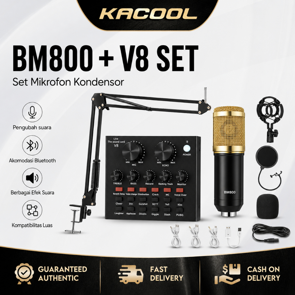 SR25 - BM800 Mikrofon Rekaman Lengkap Kondensor Mikrofon Lapangan Mikrofon Kondenser Studio dengan