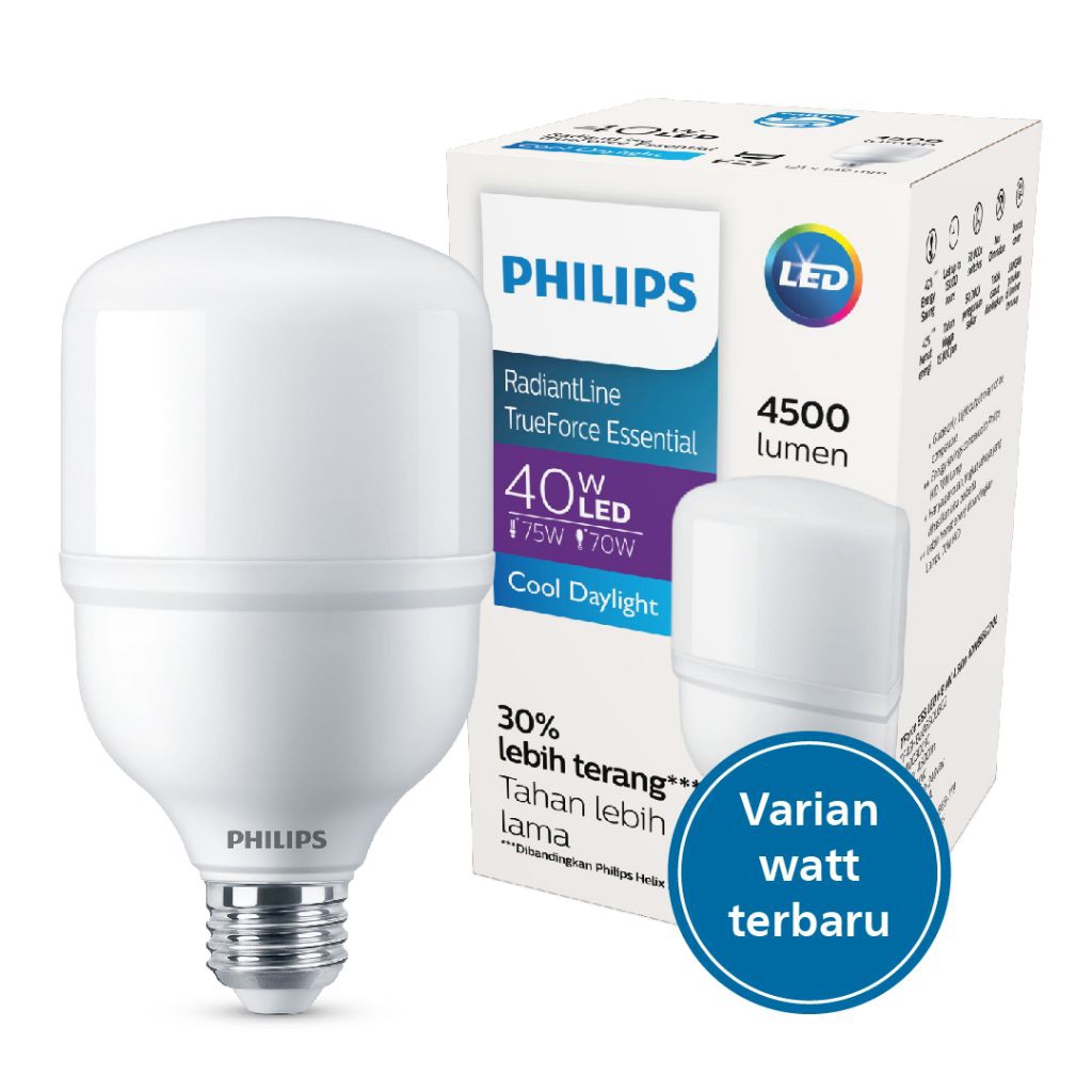 Bohlam Lampu LED Philips 40 Watt Kapsul Philips tforce Essentials Garansi 1 thn - Philips 40 watt