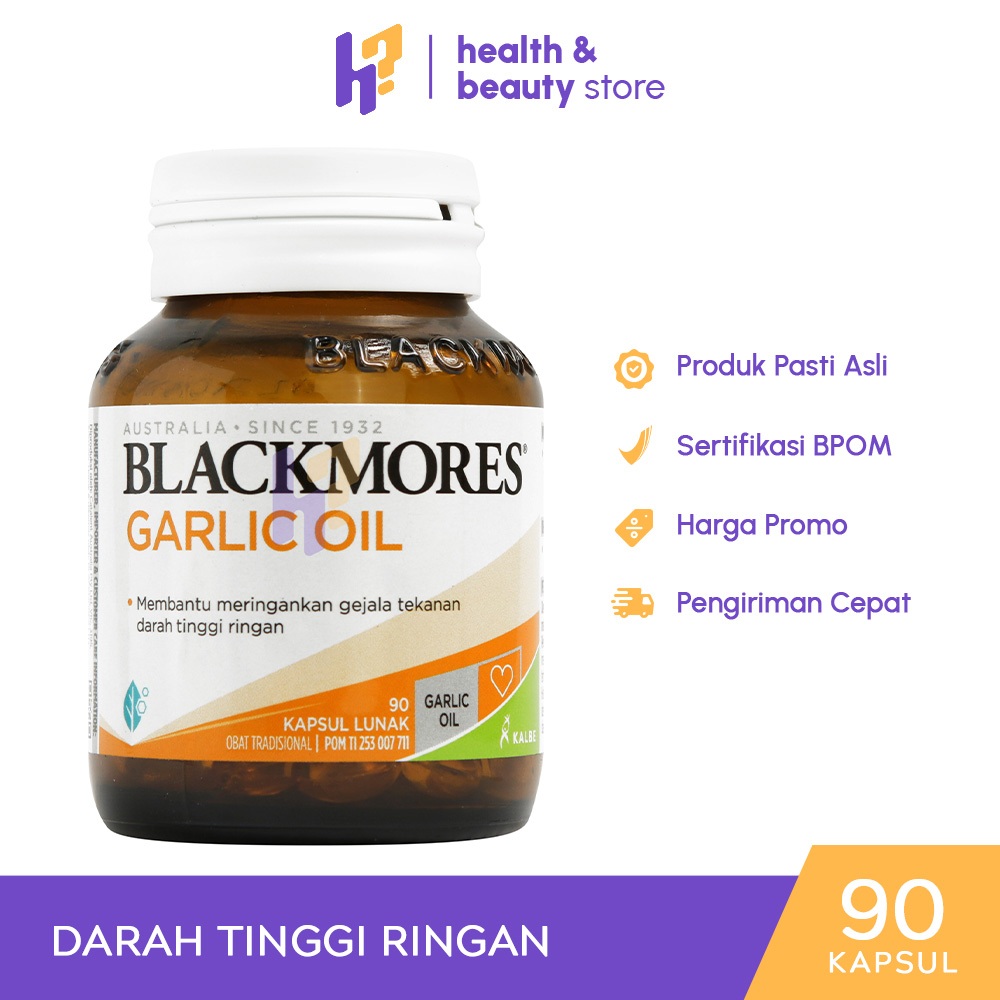 BLACKMORES GARLIC OIL 90 CAPS | SUPLEMEN HIPERTENSI, TENSI, GEJALA DARAH TINGGI RINGAN, KESEHATAN JA