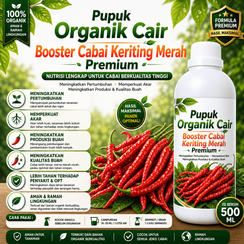 ALFABOOST Pupuk Organik Cair Cabai Merah Besar , 500ml POC KOMPOS Booster Cabai merah Besar pemacu t