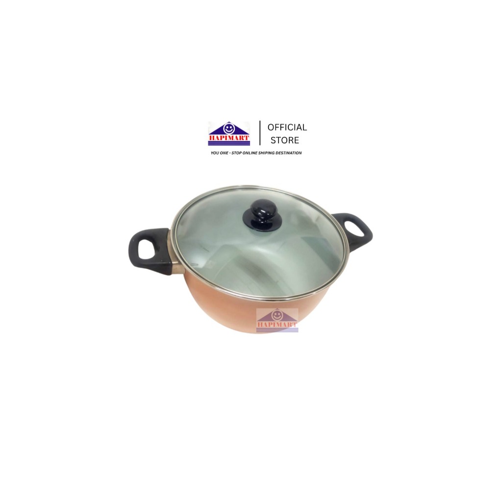 Panci Anti Lengket Plus Tutup Kaca Bahan Aluminuim Tahan Lama Ukuran 24 cm/Panci Jawa