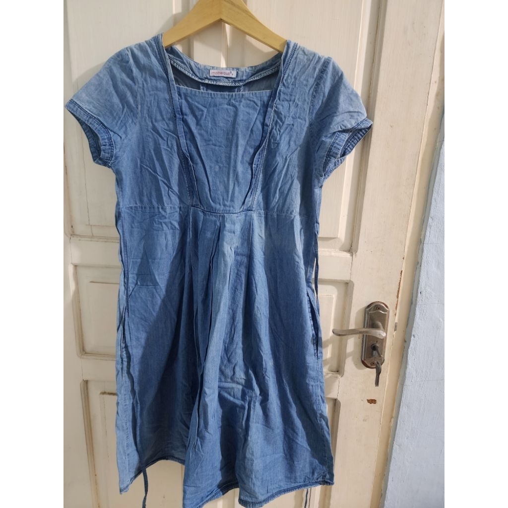 Baju Dress Denim Ibu Hamil Maternity Dress Mothercare- Preloved