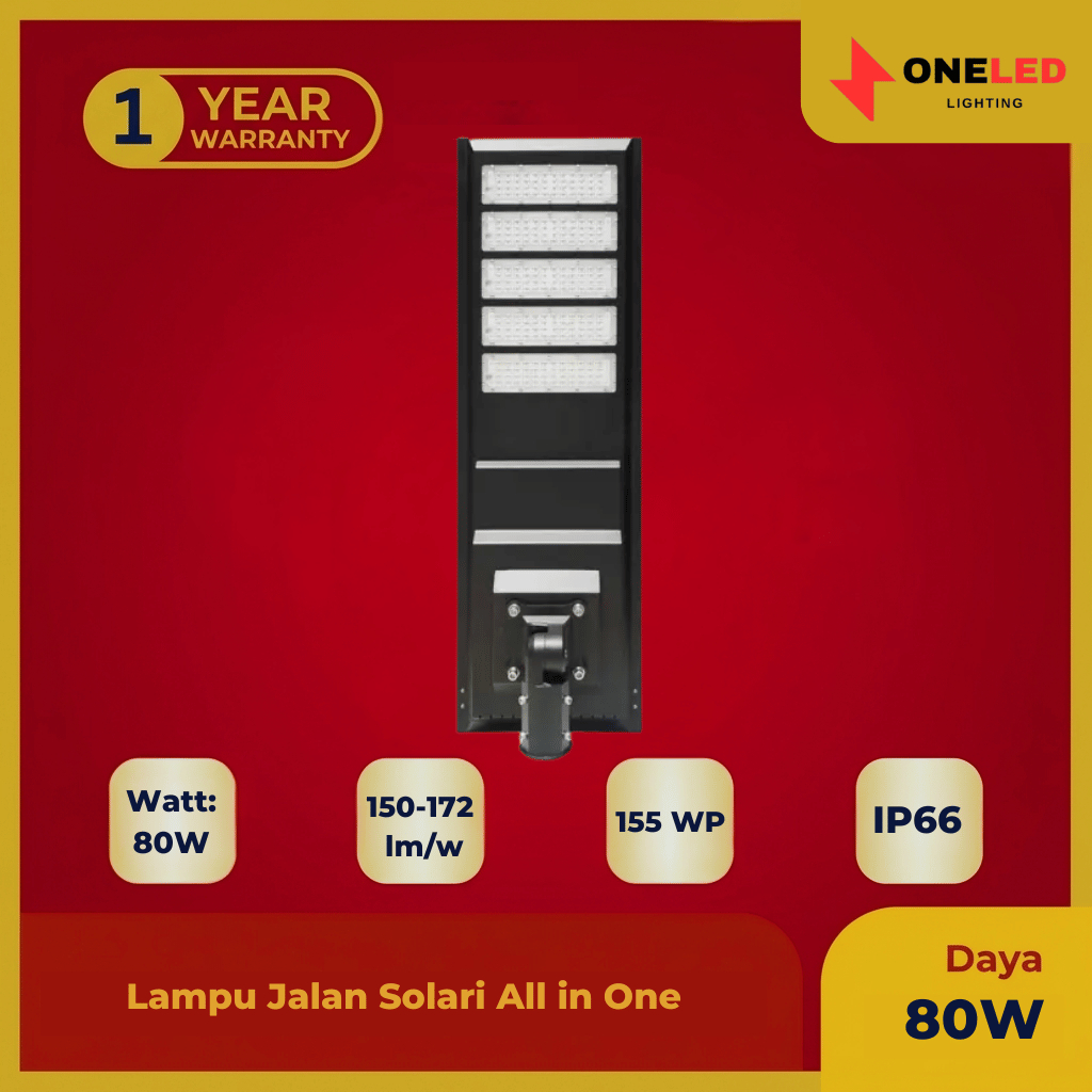 Lampu PJU All In One Solari 80 Watt Chip LED Philips Original - Lampu Jalan Tenaga Surya 80W SL-MW S