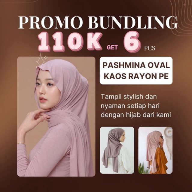 BUNDLING PASHMINA OVAL PE RAYON hijab pashmina oval kaos shawl - Pashmina Kaos PE