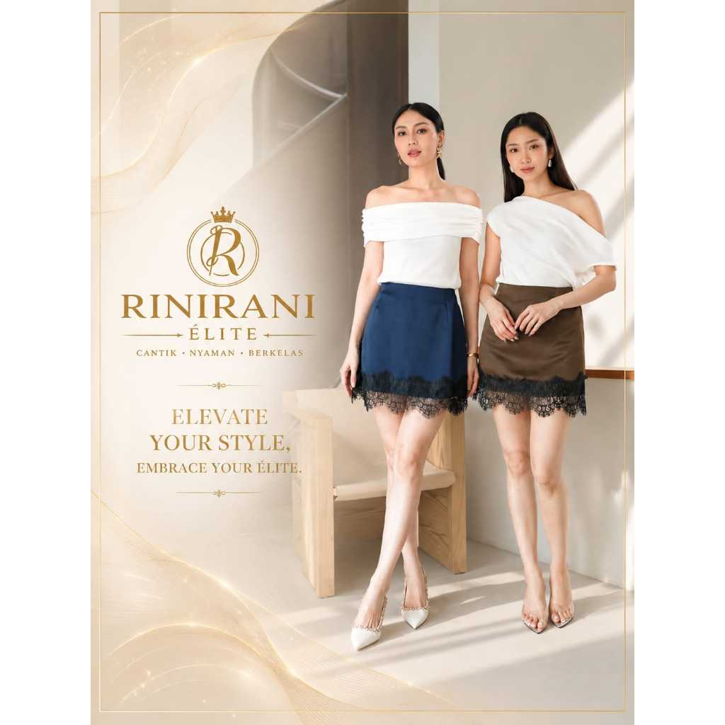 Skort Satin Lace Premium Wanita | Rok Celana Feminine Elegan | Rok Satin Pendek  | lucy Skrot Satin 