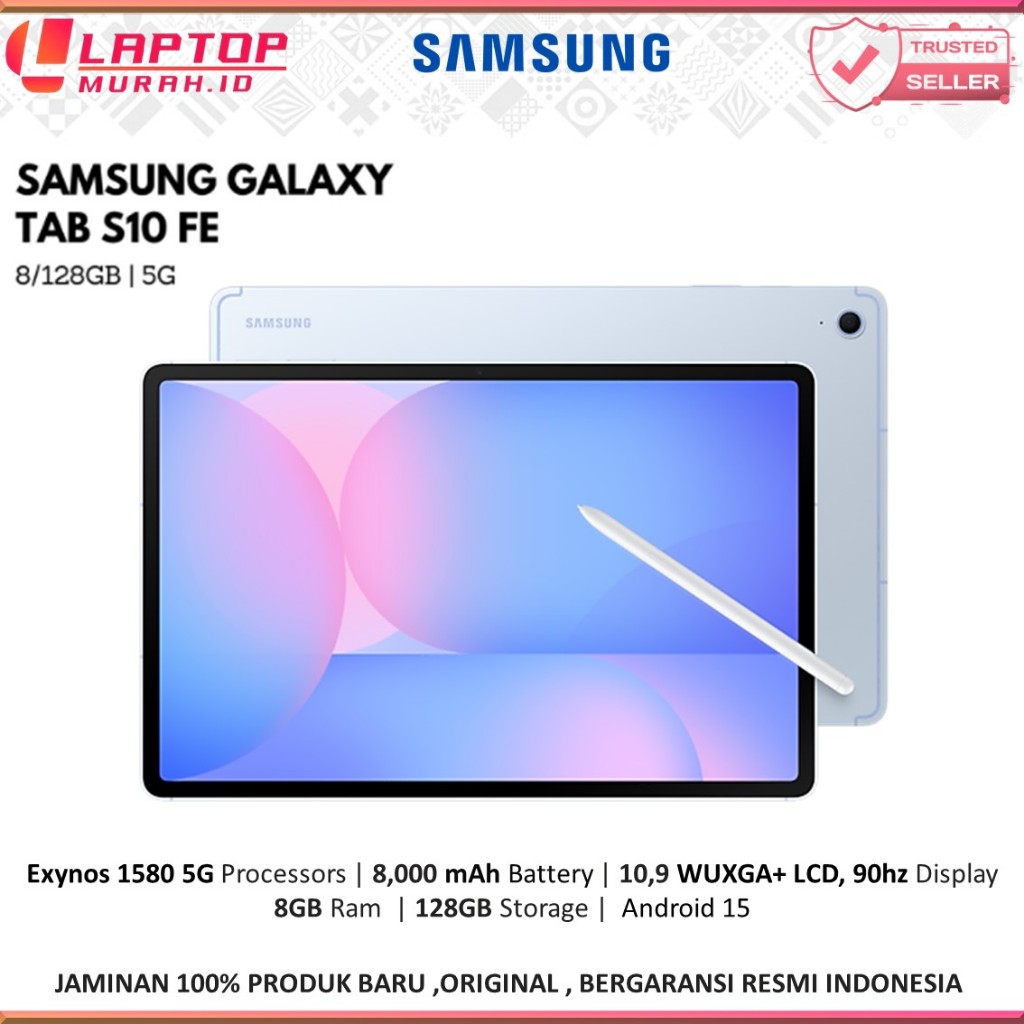 Samsung Galaxy Tab S10 FE 5G 8GB/128 GB Tablet 10 inch + stylus BARU & GARANSI RESMI