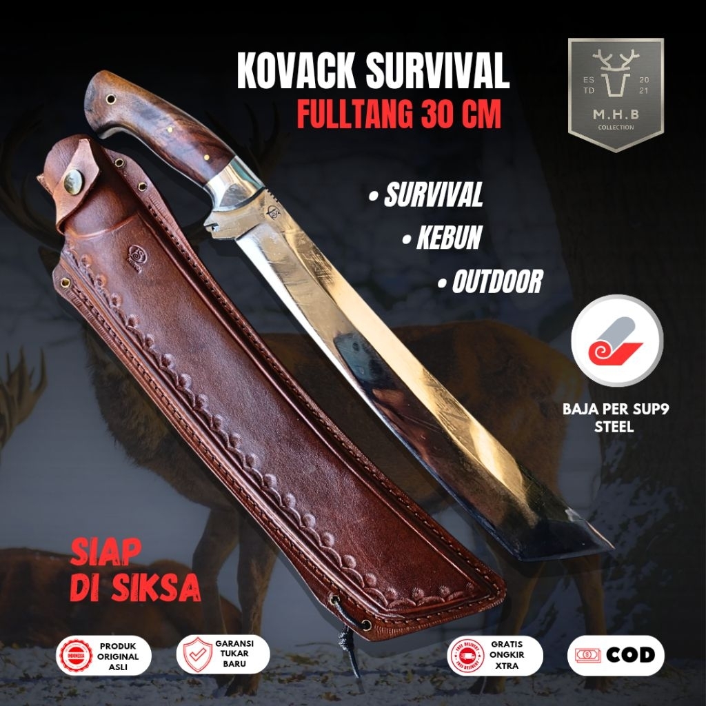 MHB | Golteb Rawing Survival Pb 30cm Pisau Survival Bushcraft Multifungsi Baja Per sup9 Fulltang