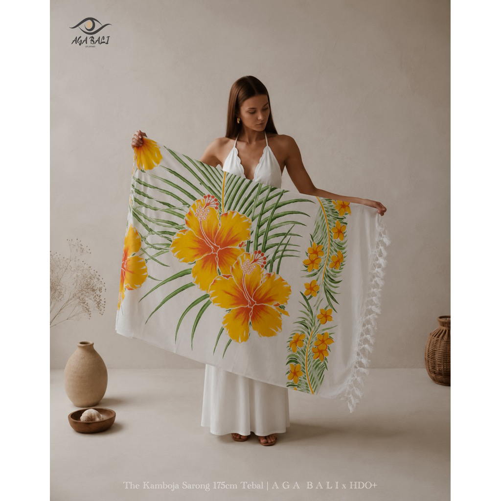 Kain Bali Sarong Tebal 175cm Summer Series - Kamboja Summer Grade A . hdo