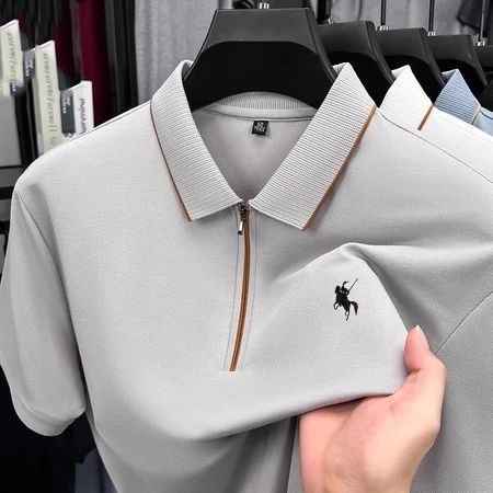 Baju polo pria abu abu lengan pendek berkerah dewasa cowok kemeja bahan premium Korean style casual 