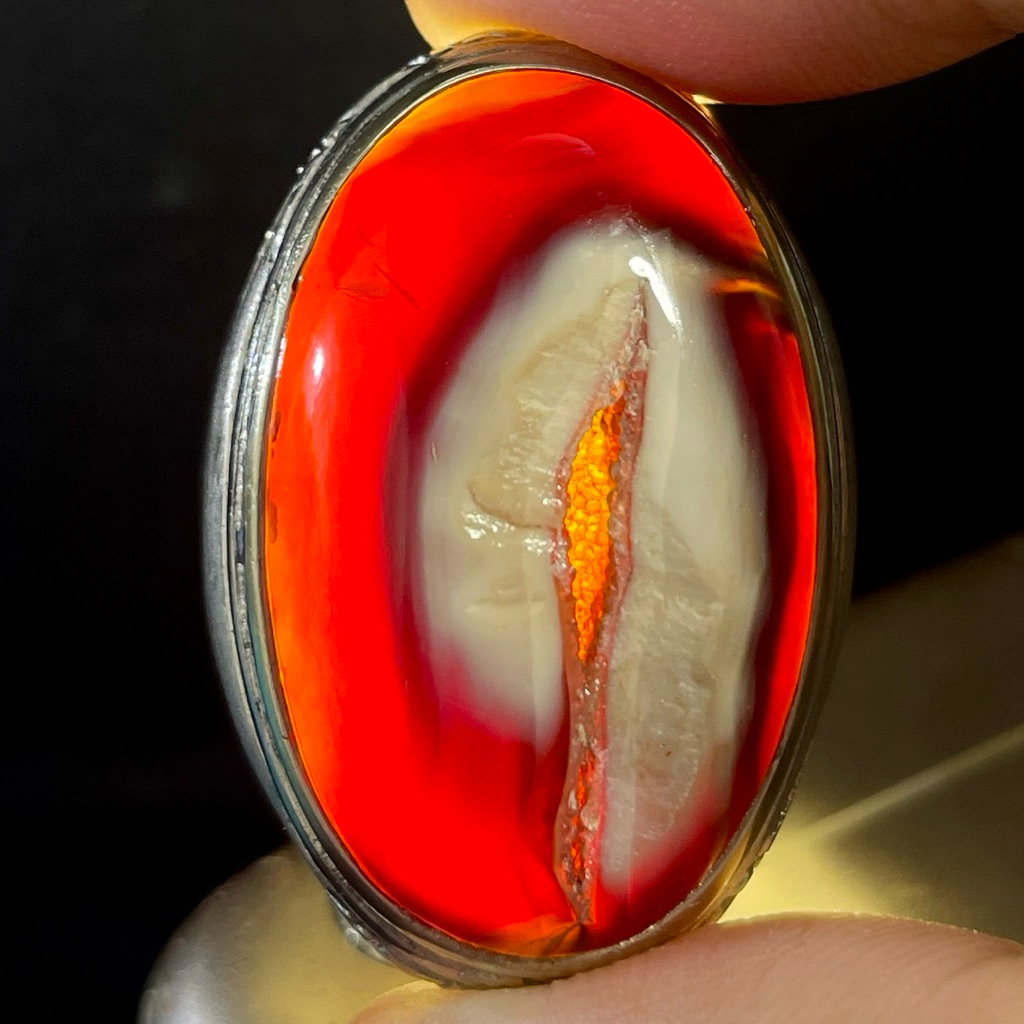 CINCIN BATU AKIK COMBONG RED RAFLESIA NATURAL – EST 30x19x9 | RING ALPAKA PREMIUM SIZE 8.5