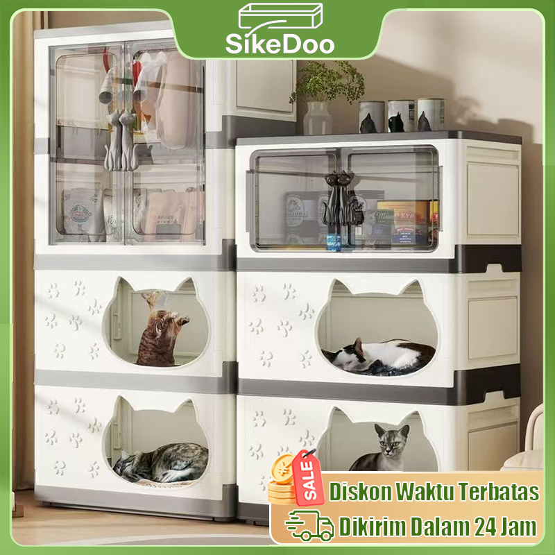 SikeDoo 60cm Lemari Penyimpanan Rumah Kucing Multifungsi & Besar dengan Rak Panjat - Rumah Kucing Be