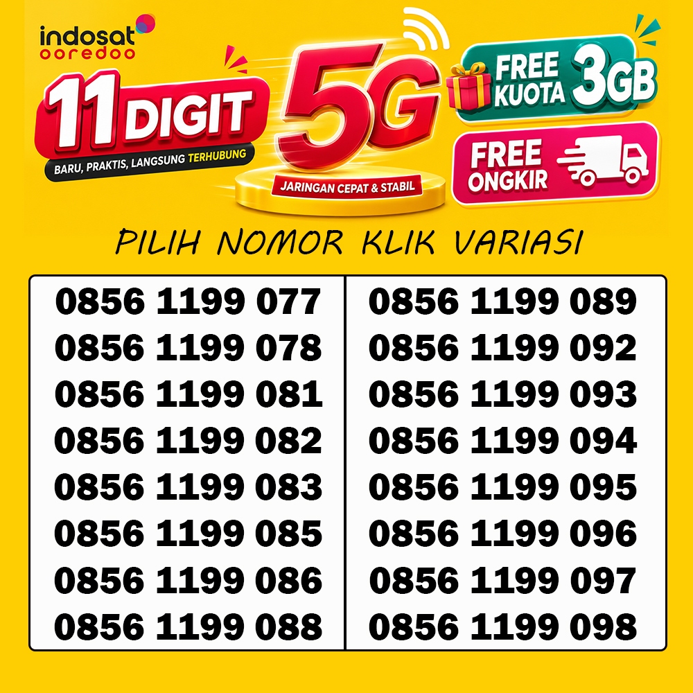 Nomor Cantik Indosat Ooredoo 11 Digit Murah 4G Lte Support 5G