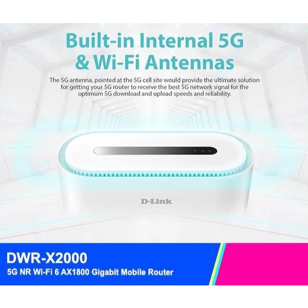 D-LINK DWR-X2000 5G Wi-Fi 6 AX1800 Gigabit Mobile Router with LAN and WAN Fail Over Dlink X2000