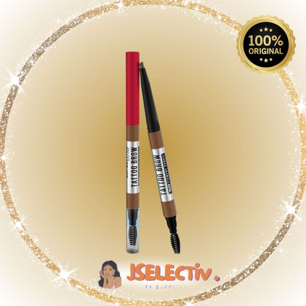MAYBELLINE TATTOO BROW 36H PENCIL - Tahan 36 Jam Dilengkapi Spoolie Halus Untuk Aplikasi Lebih Mudah