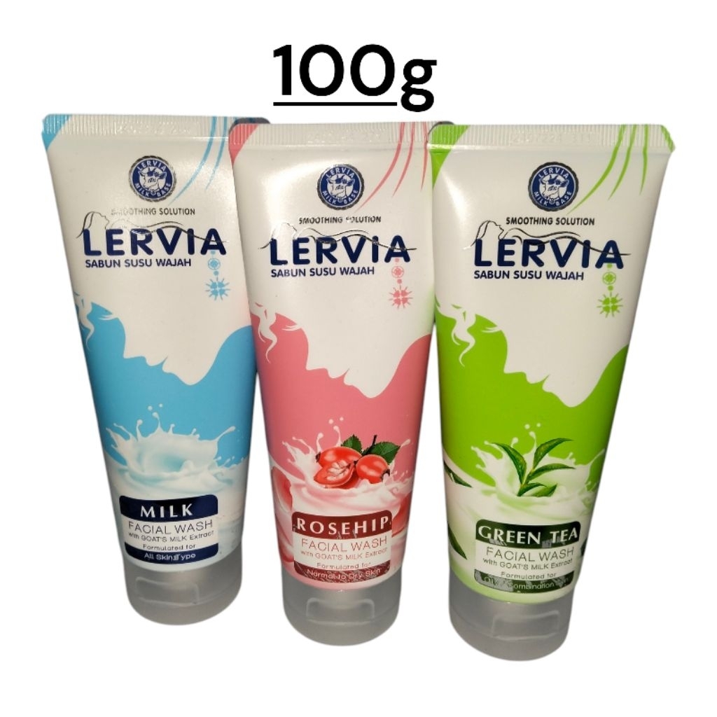 lervia facial wash sabun susu wajah 100g