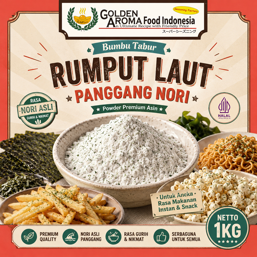 Bumbu Tabur Rumput Laut Panggang Nori 1Kg Bubuk Roasted Seaweed 1 Kg Premium Asin  Halal Powder Kilo