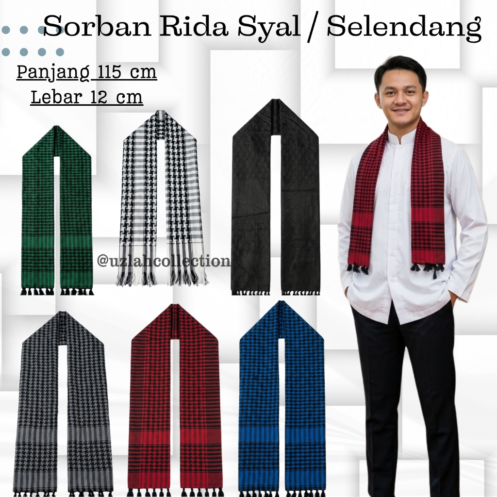 Sorban Rida Motif Syal /Selendang Muslim Pria Anak Dewasa Bahan Adem