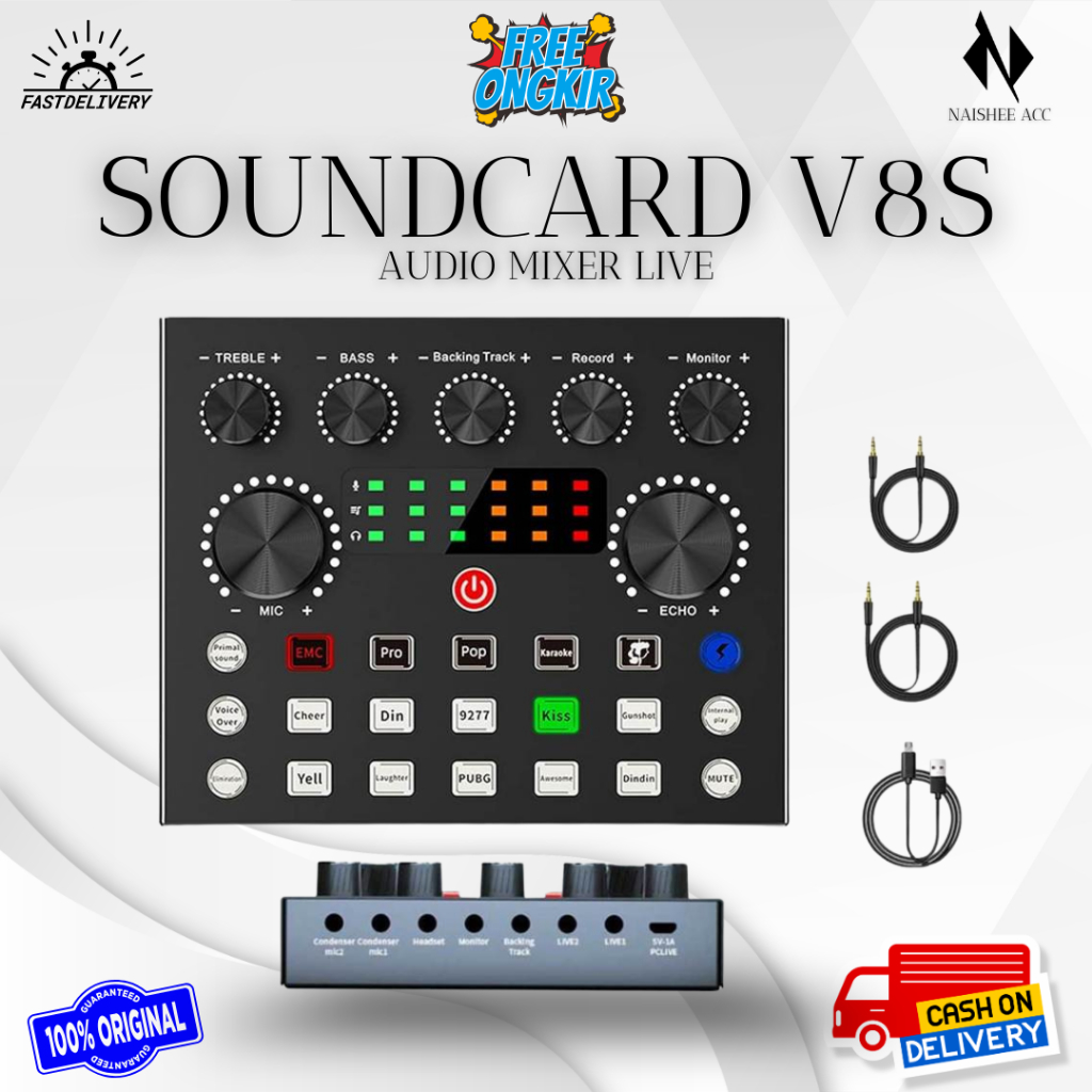 SOUNDCARD V8S MIXER AUDIO LIVE USB EXTERNAL MIXER