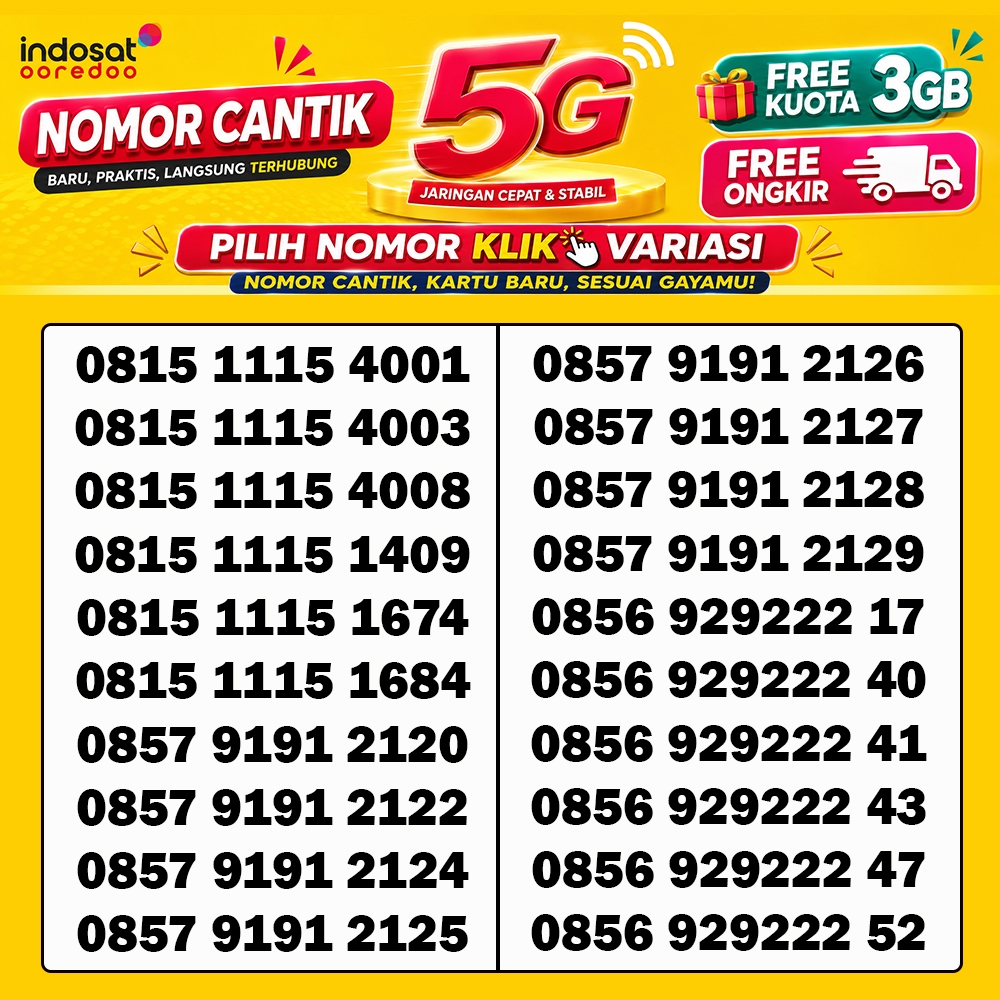 Nomor Cantik Indosat Ooredoo 5G LTE