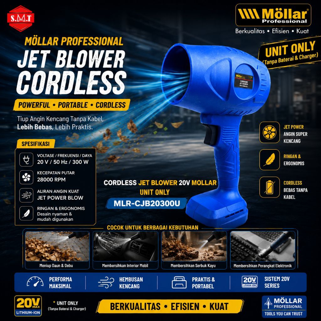 MOLLAR CJB20300-U (Unit) Turbo Jet Dry Blower Cordless Dryer Angin 20V MOLLAR CJB-20300
