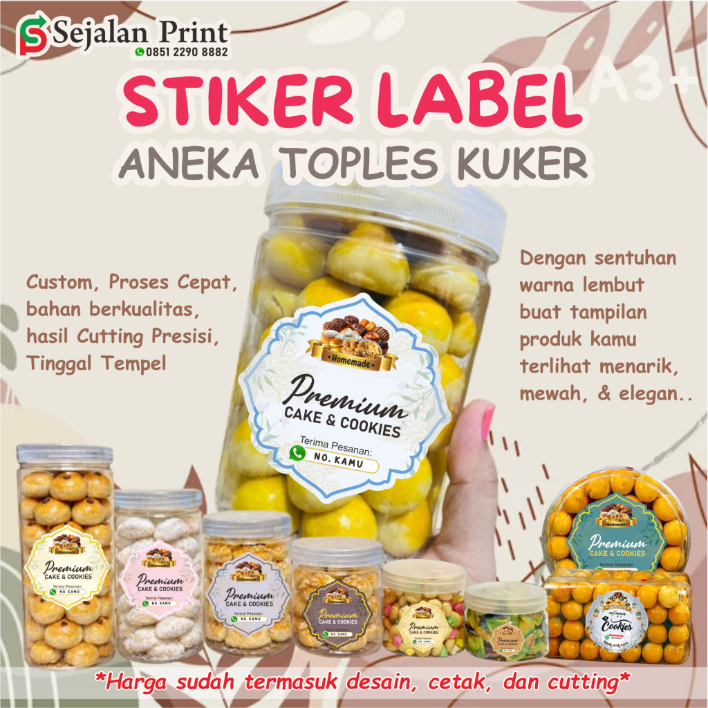 Stiker Label Custom Toples Tabung Jar  Cutting Pola Gratis Desain / Stiker Logo Makanan / Logo Minum
