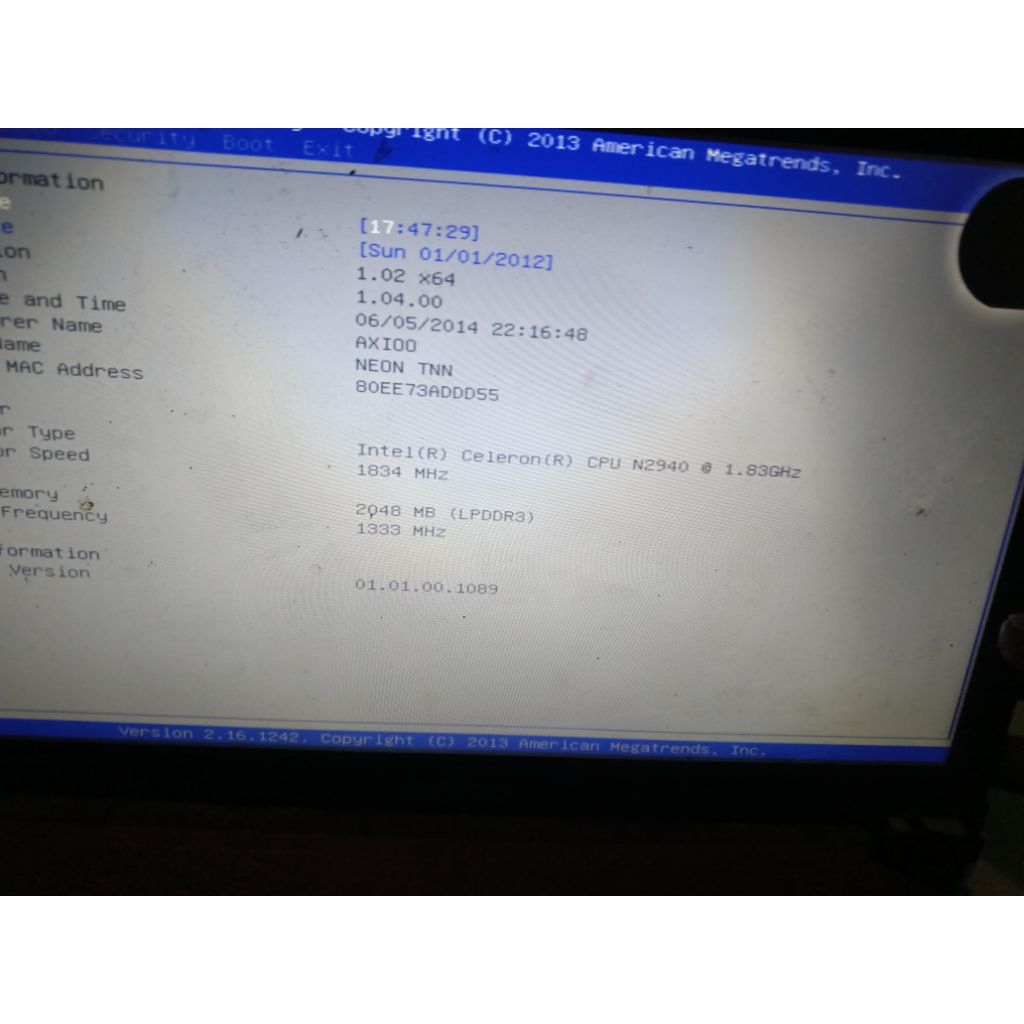 laptop axio neon TNN minus lcd mesin normal