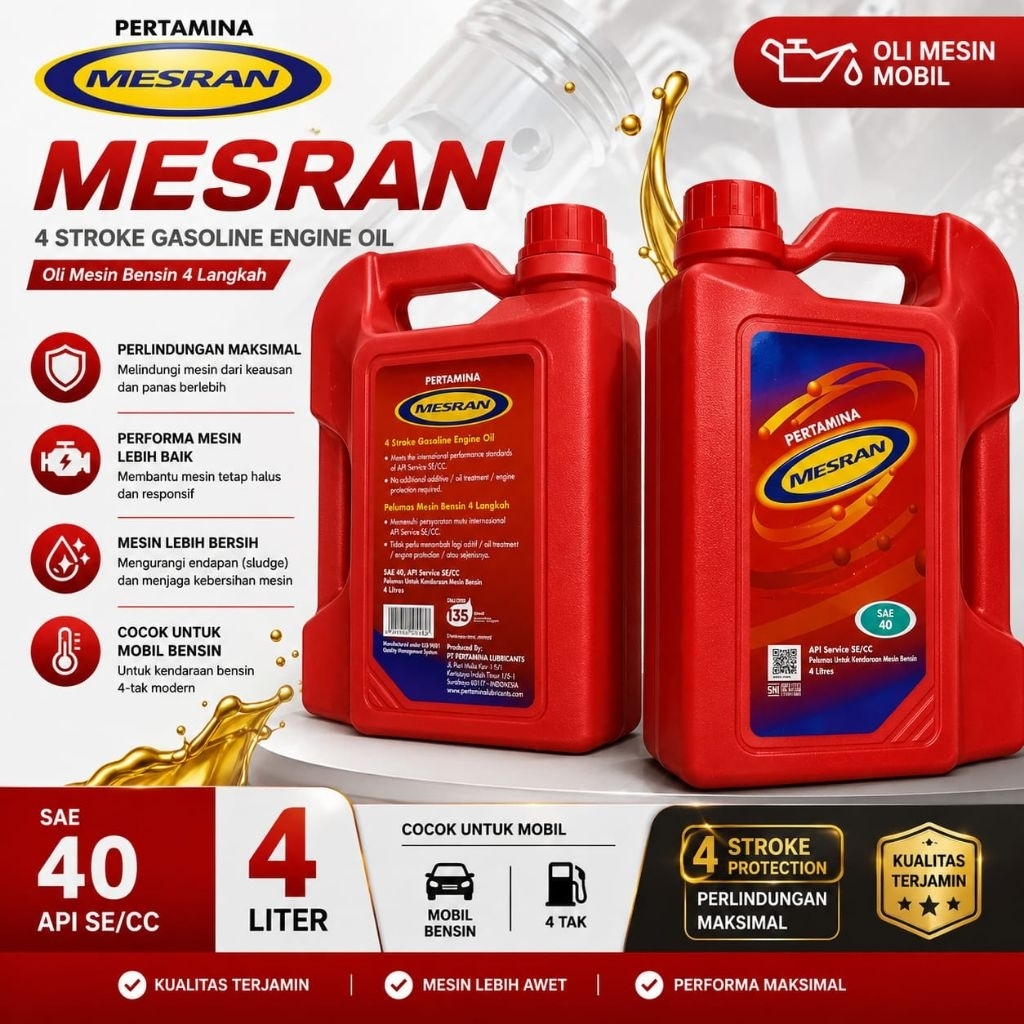 Oli Mesin Pertamina Mesran  - 4 Liter SAE 40