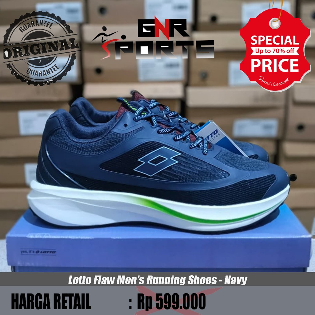 Sepatu Lotto Flaw Men's Running Shoes - Navy Original 100%