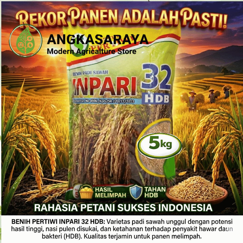 Benih Padi Sawah Unggul INPARI 32 HDB 5 Kg Benih Pertiwi