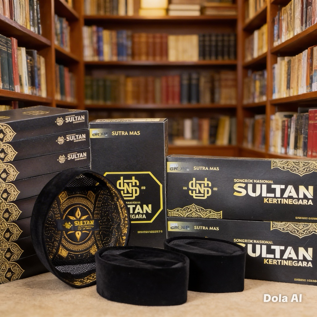 Peci SULTAN GOLD Songkok Bordir NU Kopiah Nasional Tinggi 9 dan 10 cm Beludru Bulu Hitam