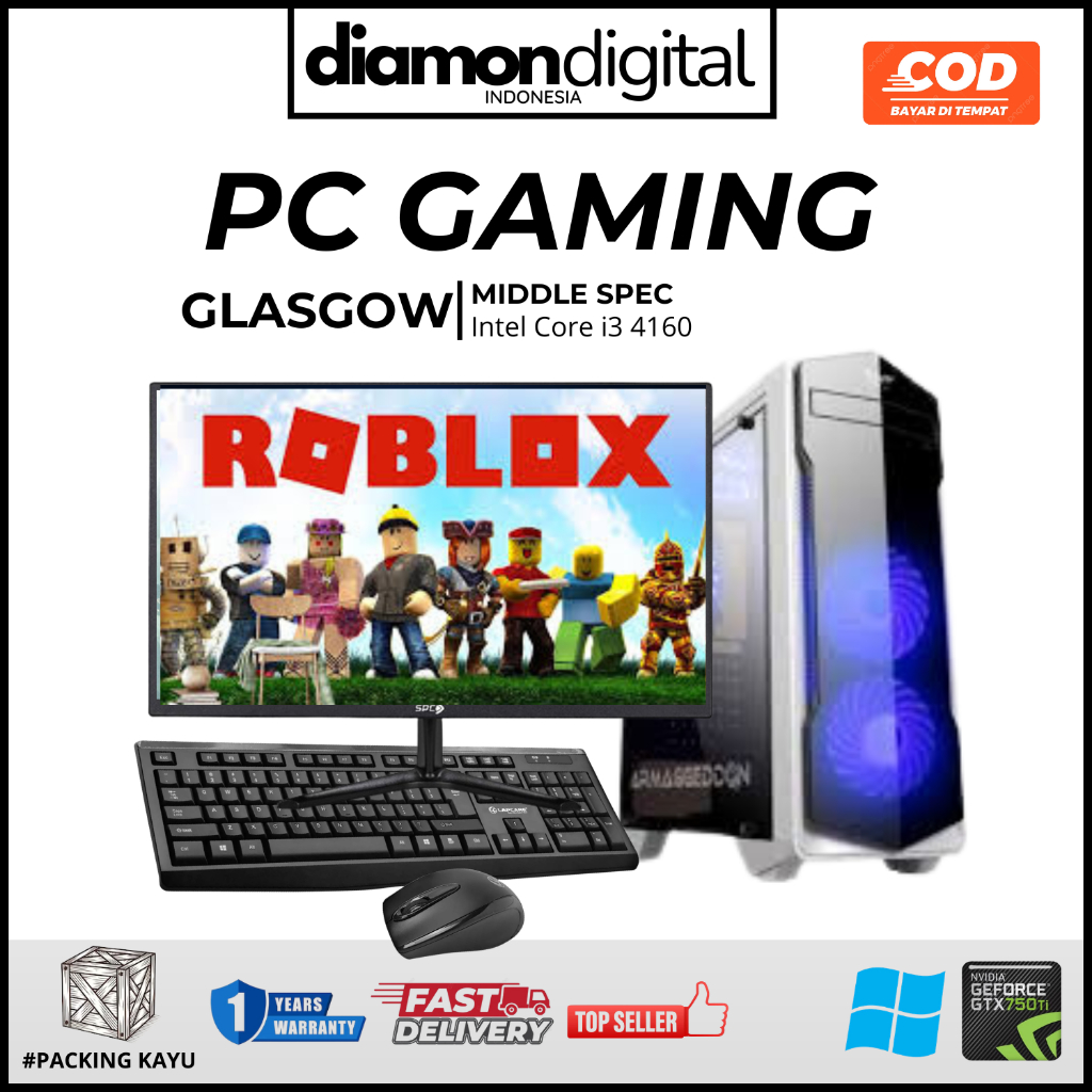 Komputer PC Rakitan Gaming Fullset Intel Core i3 Ssd 128Gb Hdd 500Gb Ram 16Gb VGA CARD 4Gb Monitor L