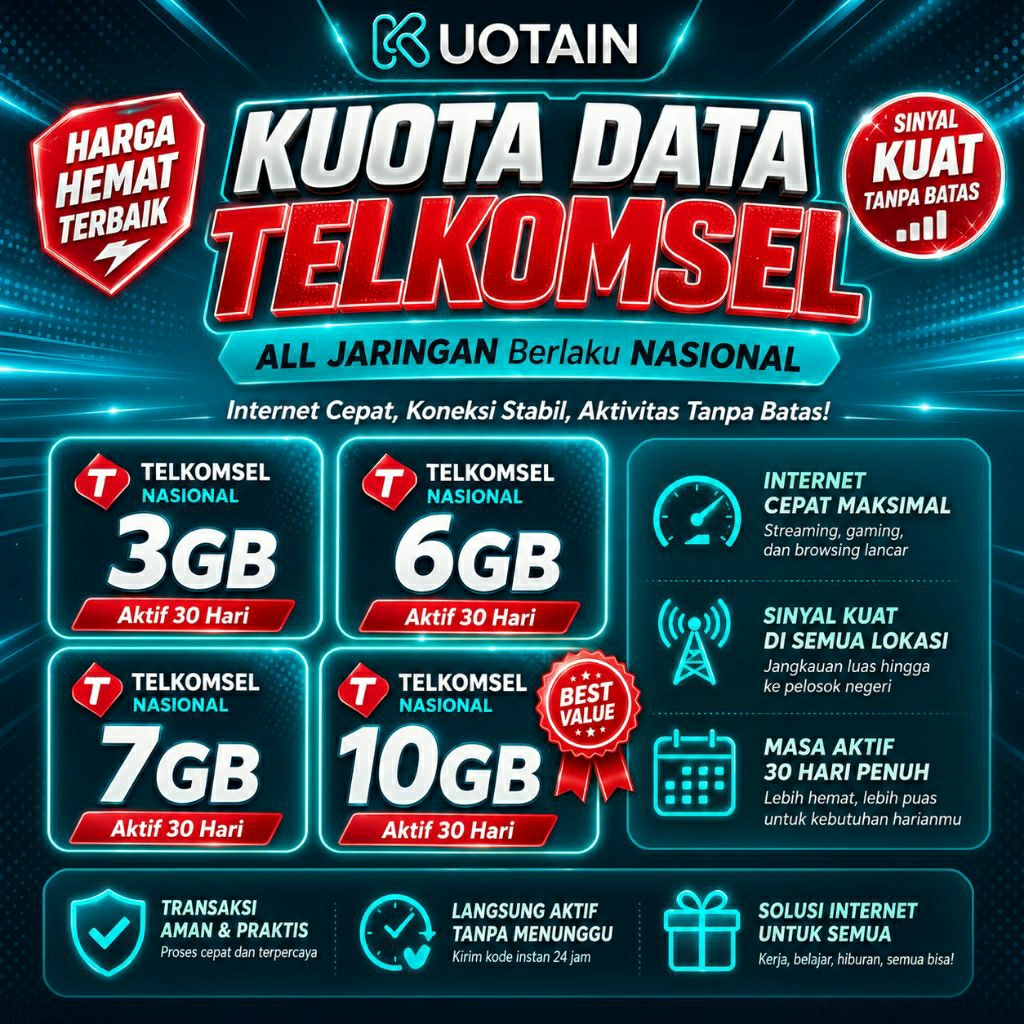 Kuota Telkomsel Murah All Jaringan 3GB 5GB 6GB 7GB 8GB 10GB 30 Hari Full Kuota Internet Cepat Stabil