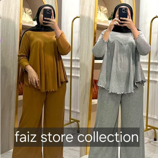 atachi setelan rib knit wanita dewasa oneset rib knit model terbaru kekinian stylish celana panjang 