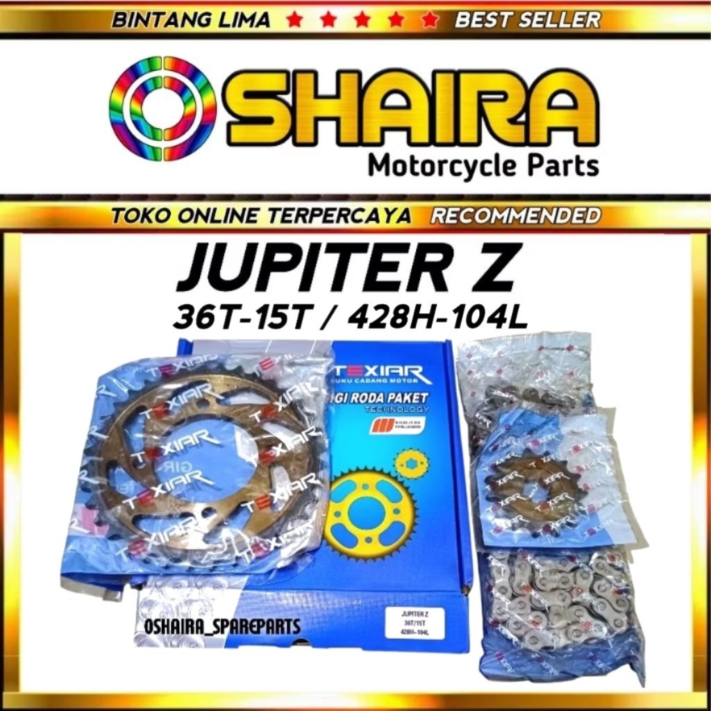GEAR SET PAKET JUPITER Z / GEAR SET JUPITER Z 36T/15T 428H-104L / VEGAR LAMA/NEW / F1ZR / GEAR SET V