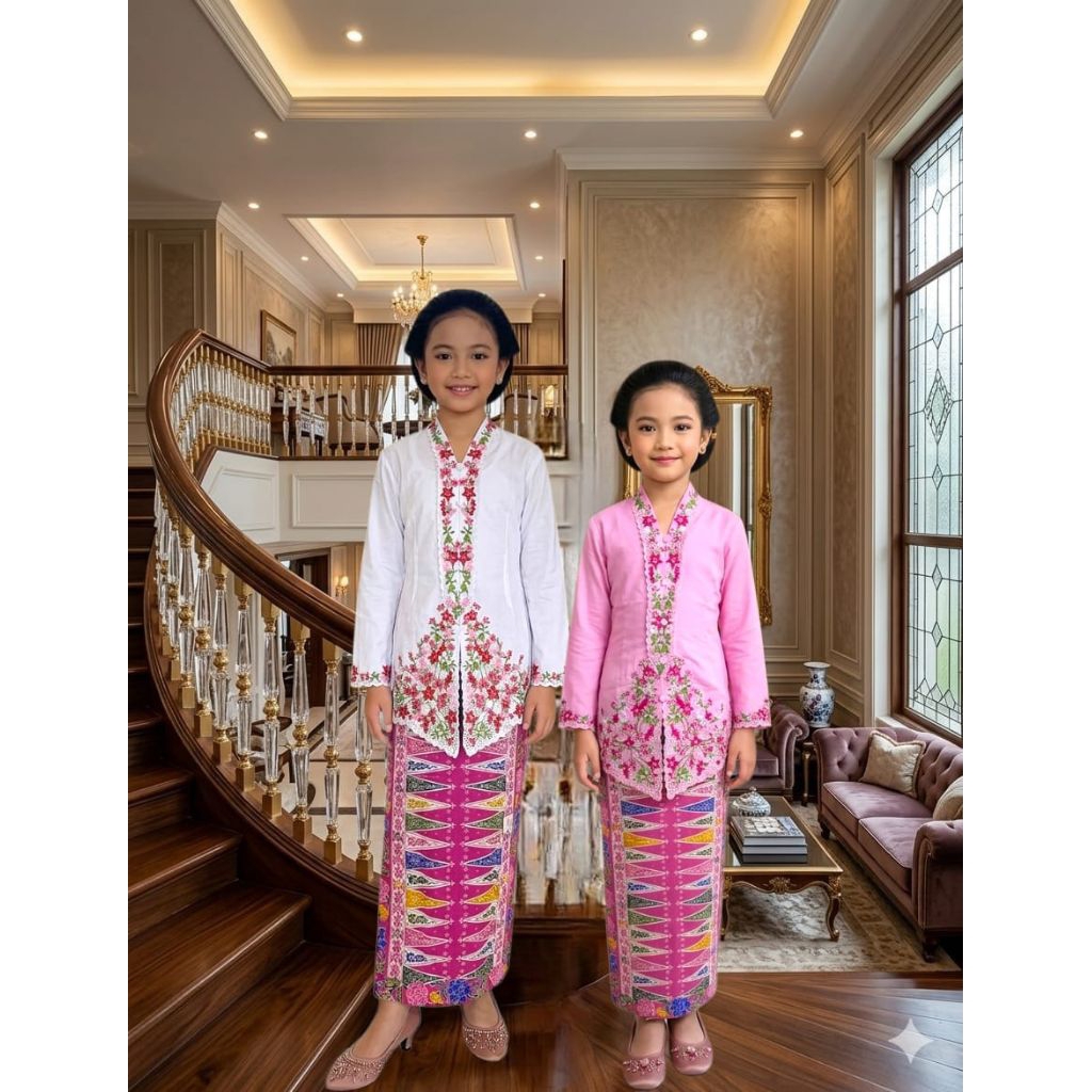 SATUSET KEBAYA ENCIM ANAK ANAK PANCA WARNA // KEBAYA NONE ANAK // ENCIM ANAK MOTIF BUNGA BUNGA // KE
