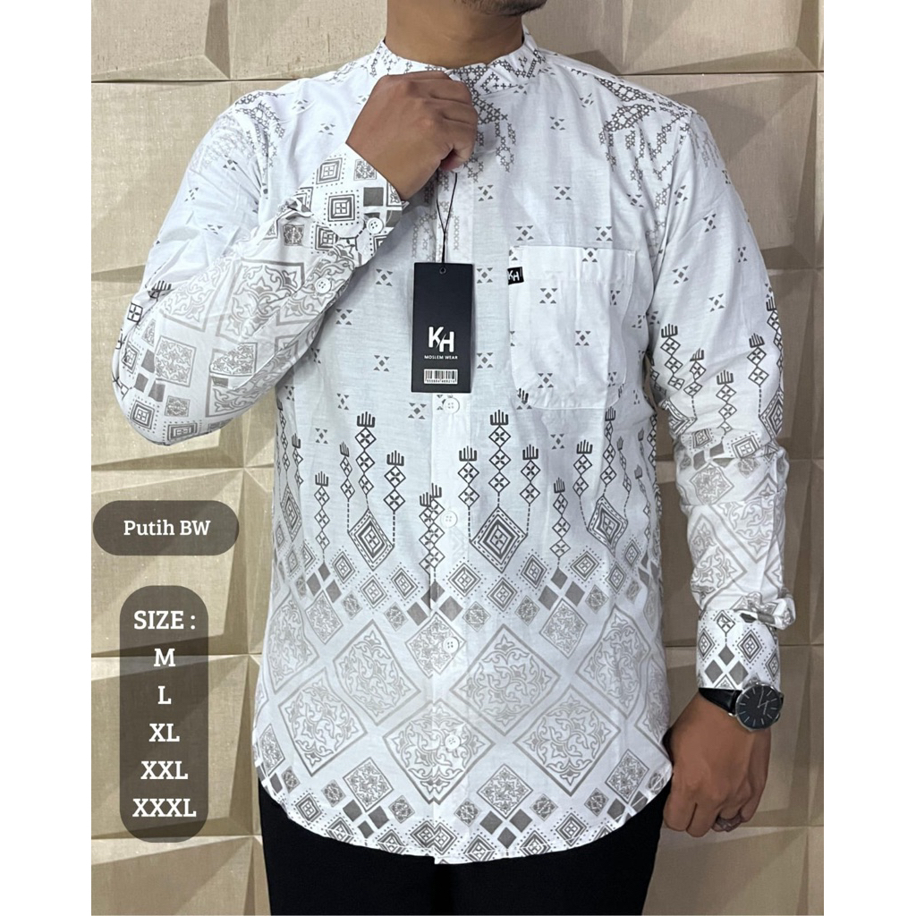Kemeja premium KH ERKAPE Katun print motifbaru