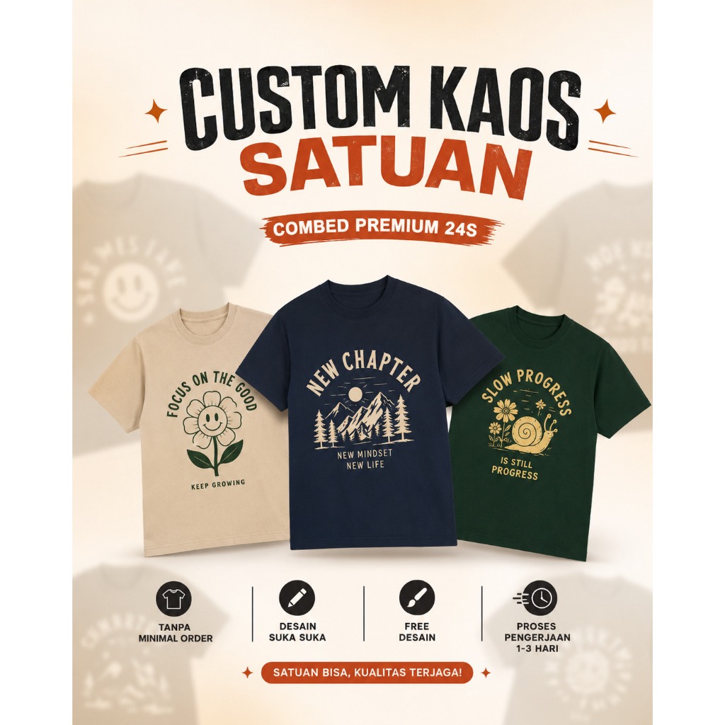 Kaos Custom Satuan 24s Premium - Custom Desain Suka Suka Custom Kaos Satuan / Custom Kaos Satuan / Y