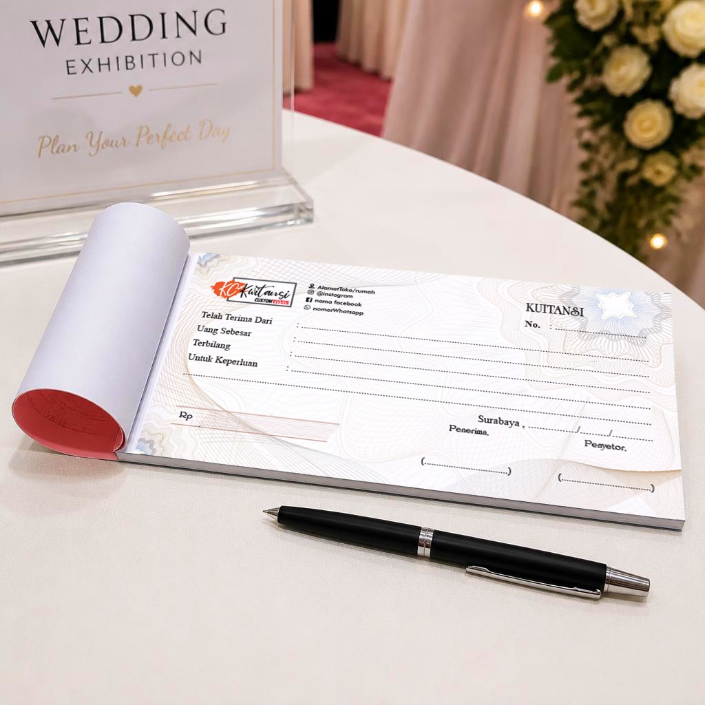 Nota/Kwitansi Custom 10,5x21cm Logo Nama Usaha | Laundry, Jahit, Wedding, bengkel, sewa sound, sound